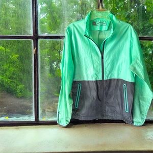Sun Mountain Golf Rain Wear Ladies Mint/Gray  Full Zip & Pockets Large